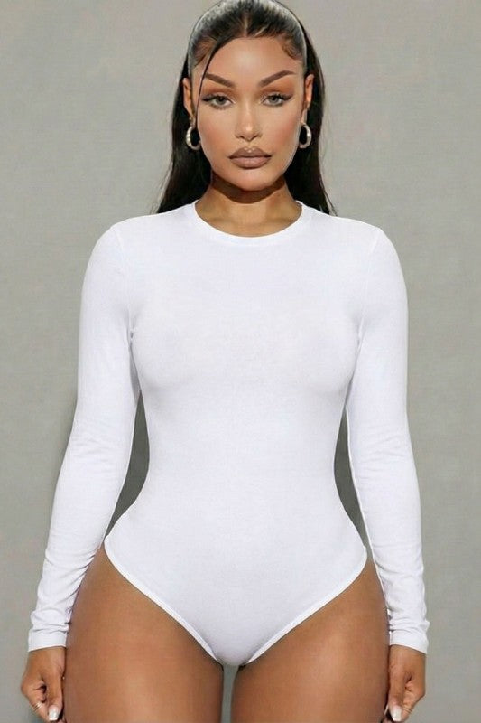 Solid Long Sleeve Round Neck Bodysuit