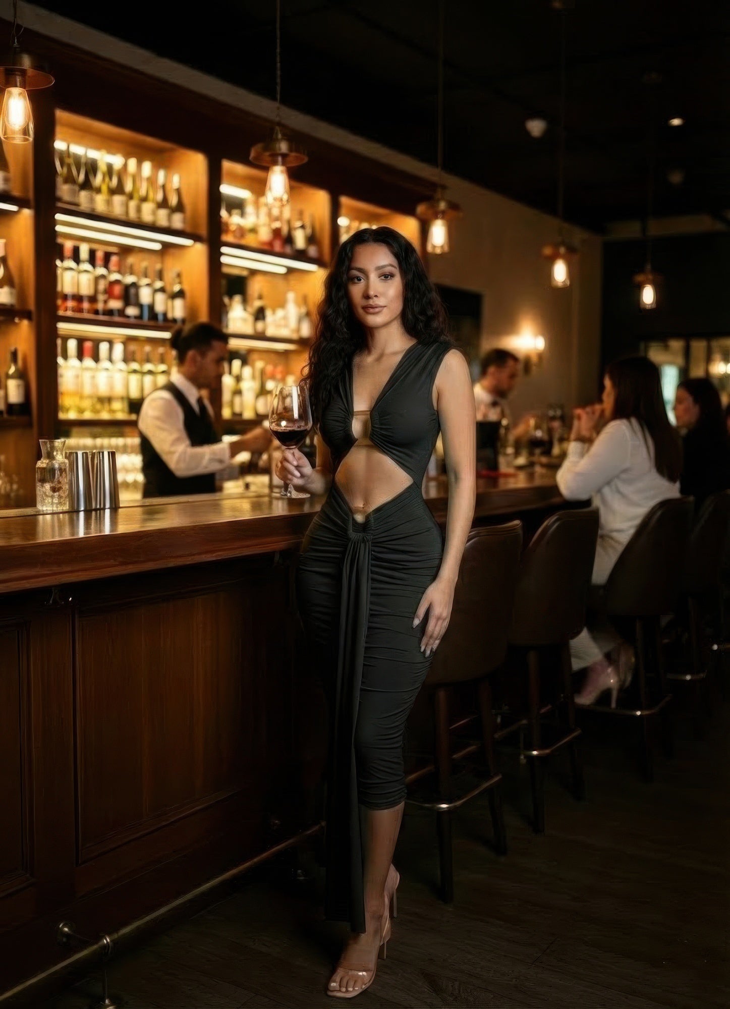 Cutout Halter Bodycon Midi Dress