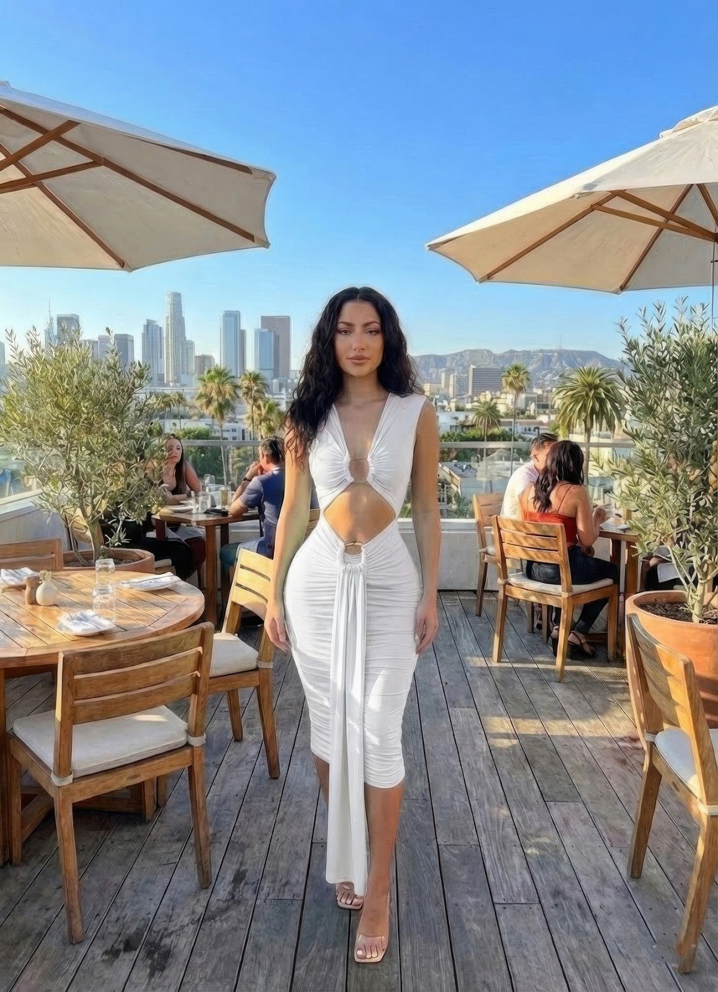 Cutout Halter Bodycon Midi Dress