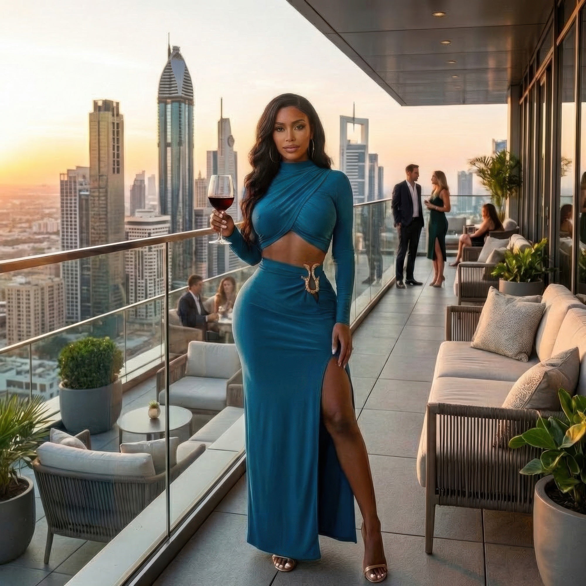 High Slit Maxi Skirt Set