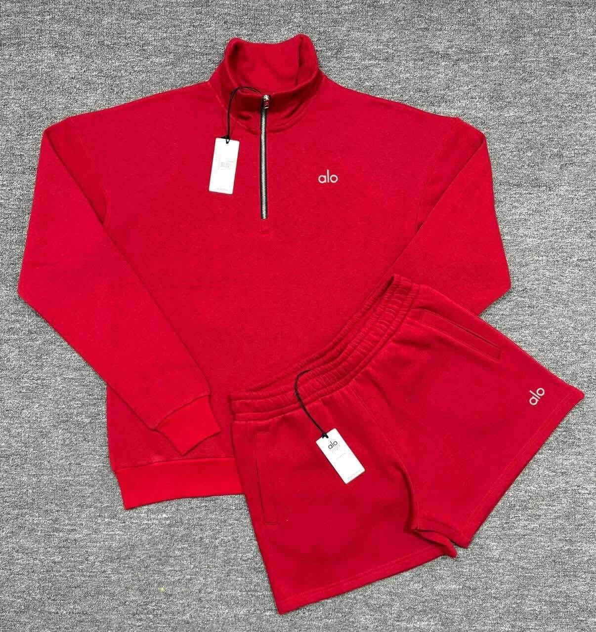 Quarter Zip Pullover & Shorts Premium Lounge Set