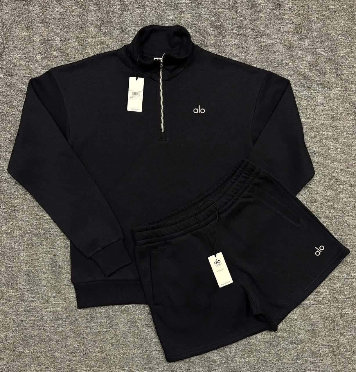 Quarter Zip Pullover & Shorts Premium Lounge Set