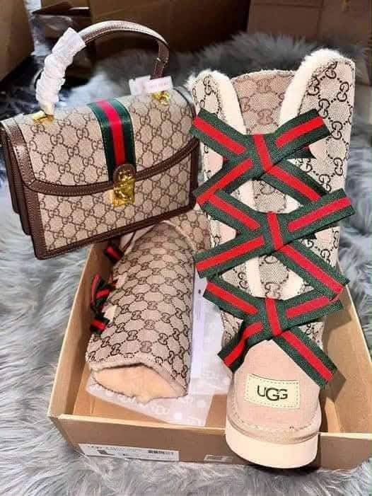 The City Style Monogram Handbag & Boot Set | Coordinated Platform Boot & Tote Bag Duo