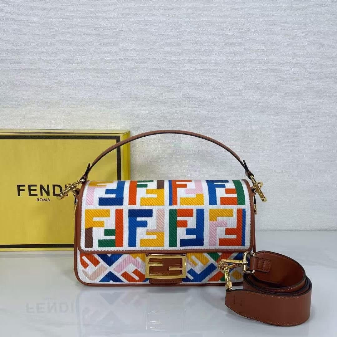 Roma Geometric Embroidered Flap Bag | Convertible Canvas Shoulder Handbag