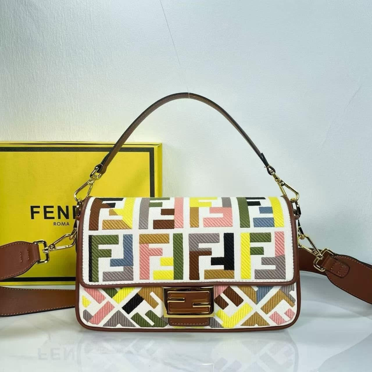 Roma Geometric Embroidered Flap Bag | Convertible Canvas Shoulder Handbag