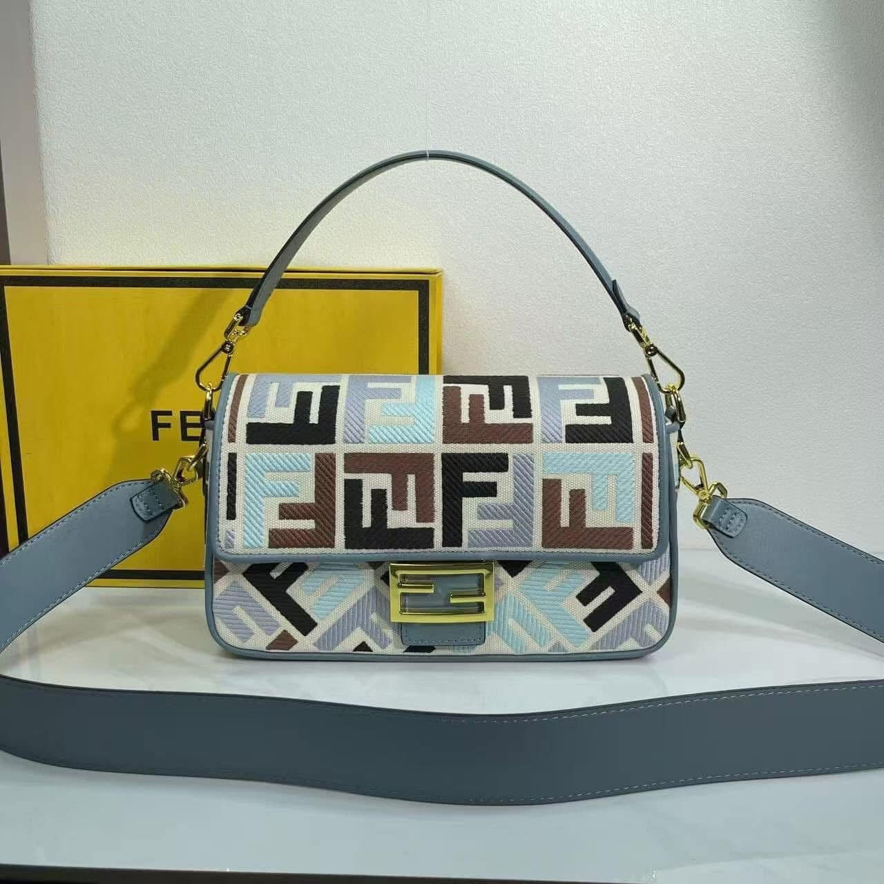 Roma Geometric Embroidered Flap Bag | Convertible Canvas Shoulder Handbag