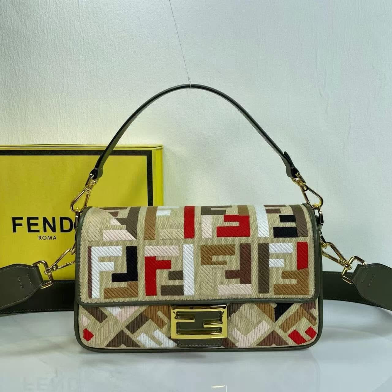 Roma Geometric Embroidered Flap Bag | Convertible Canvas Shoulder Handbag
