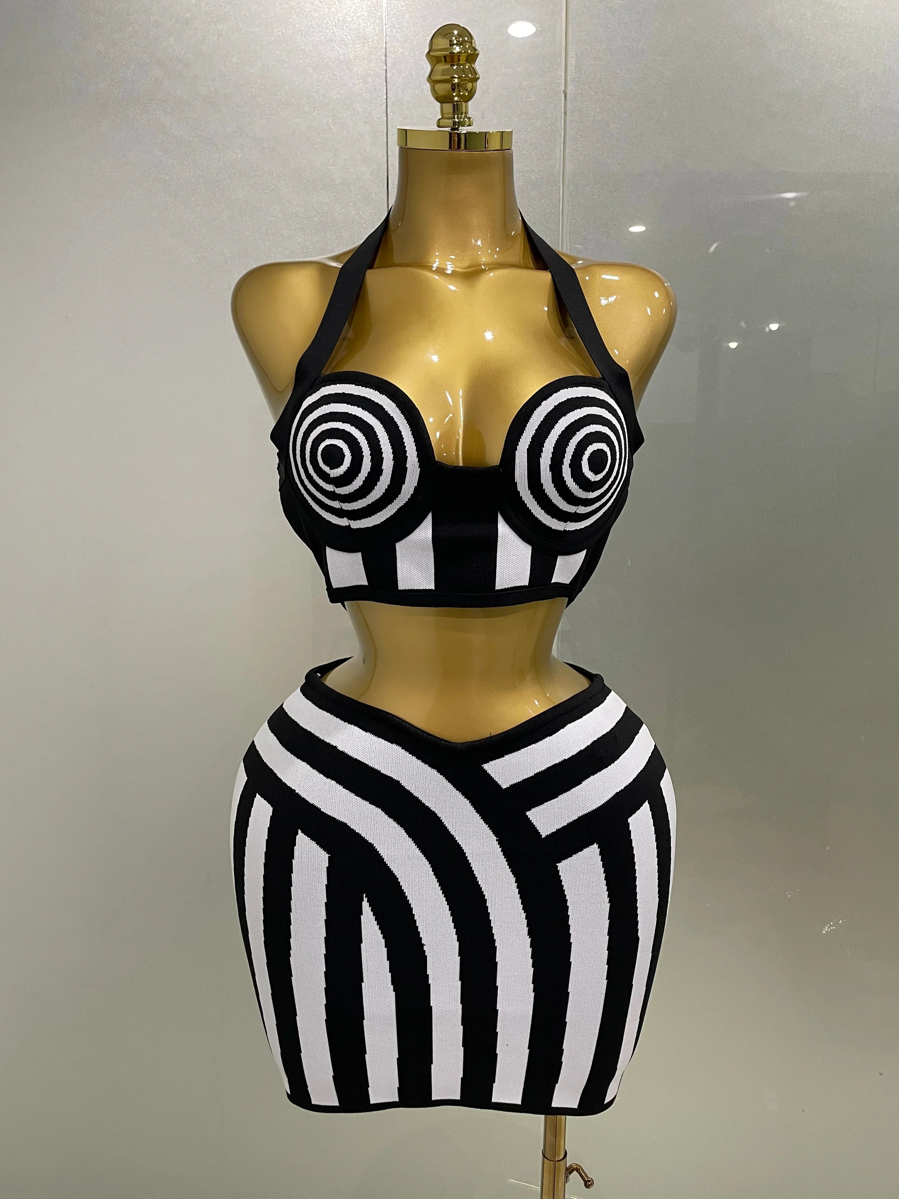Optical Illusion Halter Bandage 2-Piece Set